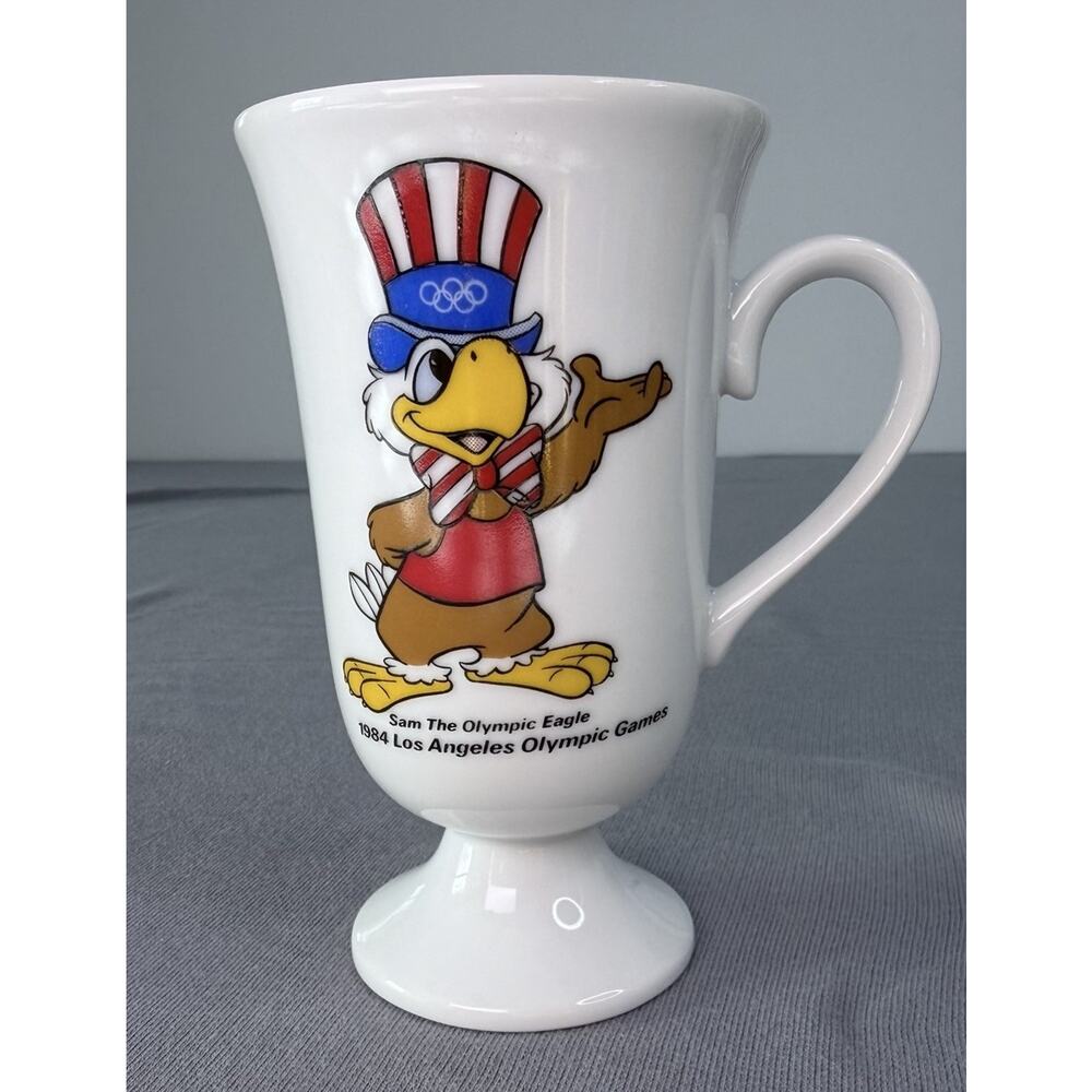 1984 Los Angeles Olympic Games Sam the Olympic Eagle Espresso Mug Papel Vintage